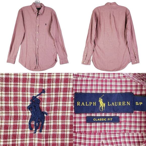 Polo Ralph Lauren Oxford Shirt Men's Size Small Red Plaid LS Button Down - Picture 1 of 11